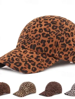 Clearance OUKU Men's Baseball Cap White Brown Cotton Print Streetwear Stylish Casual Daily Outdoor clothing Holiday Cheetah Print Zebra Print Sunscreen