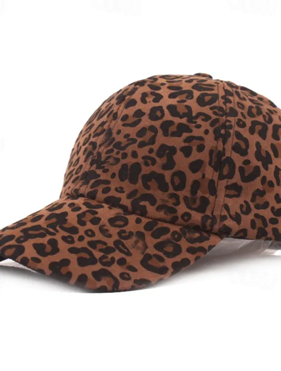 Clearance OUKU Men's Baseball Cap White Brown Cotton Print Streetwear Stylish Casual Daily Outdoor clothing Holiday Cheetah Print Zebra Print Sunscreen