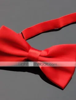 Discount OUKU Men's Basic Party Bow Tie - Solid Colored Men Satin Bowtie Classic Party Bow Tie Pre-Tied Formal Tuxedo Bow tie Adjustable