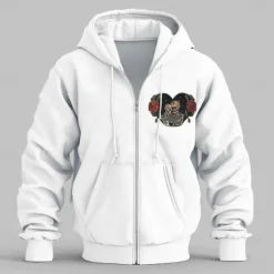 Discount OUKU Men's Basic Sporty Basic Rose Skull Black White Carnival Performance Party Hooded Fall Winter Clothing Apparel Designer Other Prints S M L