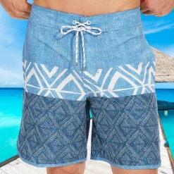 Sale OUKU Men's Bathing Suit Board Shorts Swim Shorts Swim Trunks Stripes Graphic Prints Quick dry Breathable Drawstring Elastic Waist Vacation Beach Hawaiian Casual Lake Blue Black