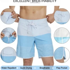 Sale OUKU Men's Bathing Suit Board Shorts Swim Shorts Swim Trunks Stripes Graphic Prints Quick dry Breathable Drawstring Elastic Waist Vacation Beach Hawaiian Casual Lake Blue Black