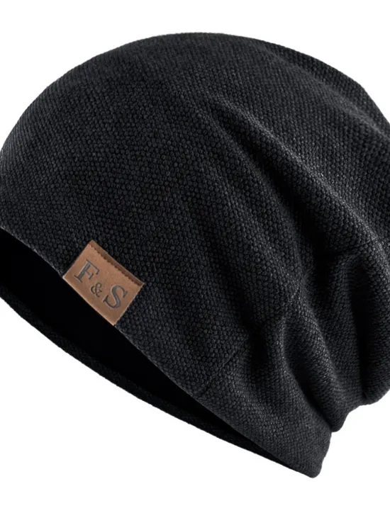 Discount OUKU Men's Beanie Hat Black Red Cotton Mesh Knitted Modern Contemporary Daily Wear Vacation Solid / Plain Color Lightweight Materials Convenient