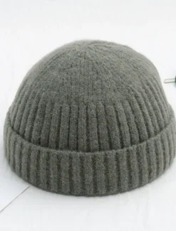 Sale OUKU Men's Beanie Hat Fisherman Beanie Trawler Beanie Watch Cap Beanies Light Yellow Black Cotton Sports Travel Roll up Edge Outdoor Vacation Plain Windproof Warm