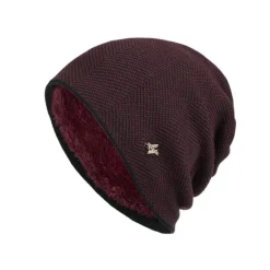 OUKU Men's Beanie Hat Wine Red Black Knit Knitted Fashion Sports & Outdoors Casual Sports & Outdoor Daily Holiday Letter Pure Color Warm