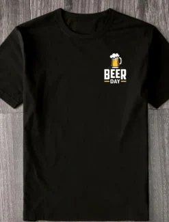 New OUKU Men's Bear Oktoberfest Beer T Shirt Tee Top 100% Cotton Short Sleeve Graphic Shirt Black White Comfortable Tee Street Sports Outdoor Fashion Designer Clothing