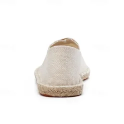 Clearance OUKU Men's Beige Canvas Espadrille Slip-On Shoes with Jute Rope Sole – Comfortable Summer Casual Footwear