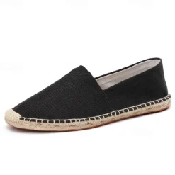 Clearance OUKU Men's Beige Canvas Espadrille Slip-On Shoes with Jute Rope Sole – Comfortable Summer Casual Footwear