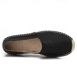 Clearance OUKU Men's Beige Canvas Espadrille Slip-On Shoes with Jute Rope Sole – Comfortable Summer Casual Footwear