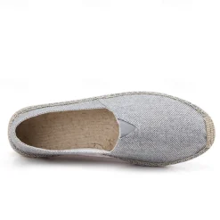 Clearance OUKU Men's Beige Canvas Espadrille Slip-On Shoes with Jute Rope Sole – Comfortable Summer Casual Footwear