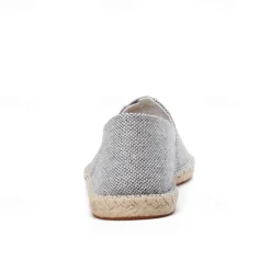 Clearance OUKU Men's Beige Canvas Espadrille Slip-On Shoes with Jute Rope Sole – Comfortable Summer Casual Footwear