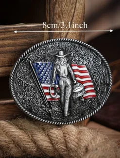 Sale OUKU Men's Belt Buckle Buckle Alloy Vintage Style Retro Vintage National Flag Daily Religious Celebrations Silver