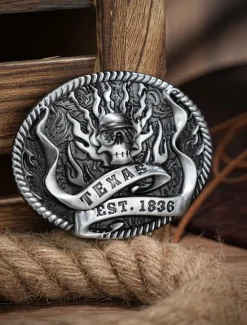 Best OUKU Men's Belt Buckle Buckle Silver Bronze Alloy Vintage Style Retro Vintage Ghost Texas Daily Religious Celebrations