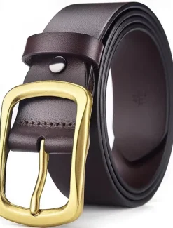 Hot OUKU Men's Belt Faux Leather Belt Casual Belt Waist Belt Black Brown Alloy Durable Adjustable Plain Outdoor Daily