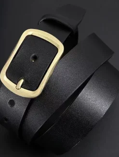 Hot OUKU Men's Belt Faux Leather Belt Casual Belt Waist Belt Black Brown Alloy Durable Adjustable Plain Outdoor Daily