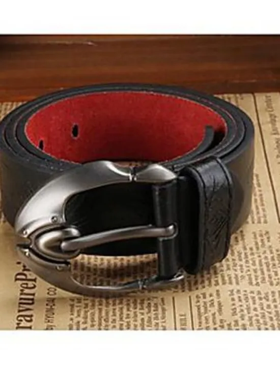 New OUKU Men's Belt Faux Leather Belt Frame Buckle Black Faux Leather Leather Active Fashion Work Tribal Brown