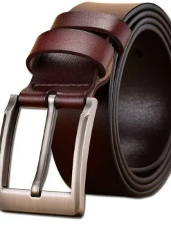 Online OUKU Men's Belt Faux Leather Belt Frame Buckle Black Brown Leather Fashion Party Work Solid Colored