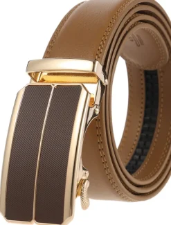 Hot OUKU Men's Belt Faux Leather Belt Dress Belt Ratchet Belt Box Buckle Black White Faux Leather Alloy Fashion BOX Buckle Pure Color Party Daily