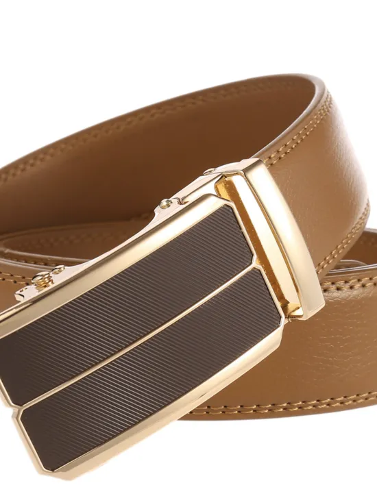 Hot OUKU Men's Belt Faux Leather Belt Dress Belt Ratchet Belt Box Buckle Black White Faux Leather Alloy Fashion BOX Buckle Pure Color Party Daily