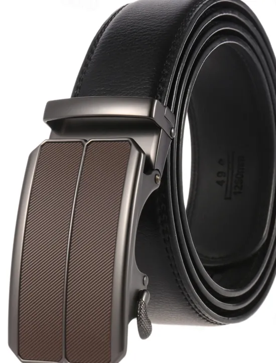 Hot OUKU Men's Belt Faux Leather Belt Dress Belt Ratchet Belt Box Buckle Black White Faux Leather Alloy Fashion BOX Buckle Pure Color Party Daily