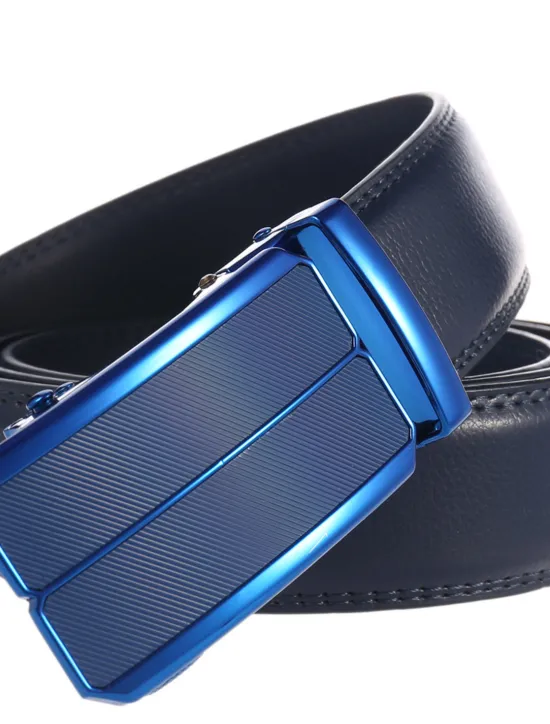 Hot OUKU Men's Belt Faux Leather Belt Dress Belt Ratchet Belt Box Buckle Black White Faux Leather Alloy Fashion BOX Buckle Pure Color Party Daily