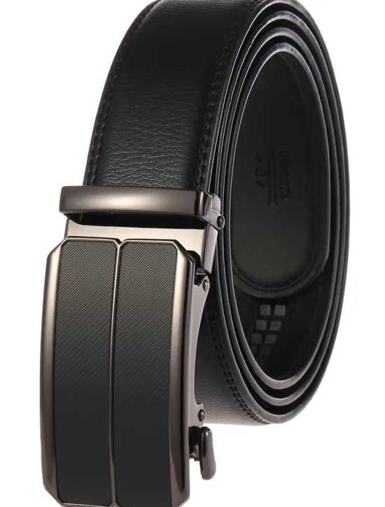 Hot OUKU Men's Belt Faux Leather Belt Dress Belt Ratchet Belt Box Buckle Black White Faux Leather Alloy Fashion BOX Buckle Pure Color Party Daily