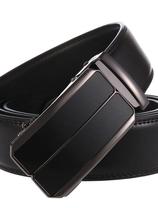 Hot OUKU Men's Belt Faux Leather Belt Dress Belt Ratchet Belt Box Buckle Black White Faux Leather Alloy Fashion BOX Buckle Pure Color Party Daily