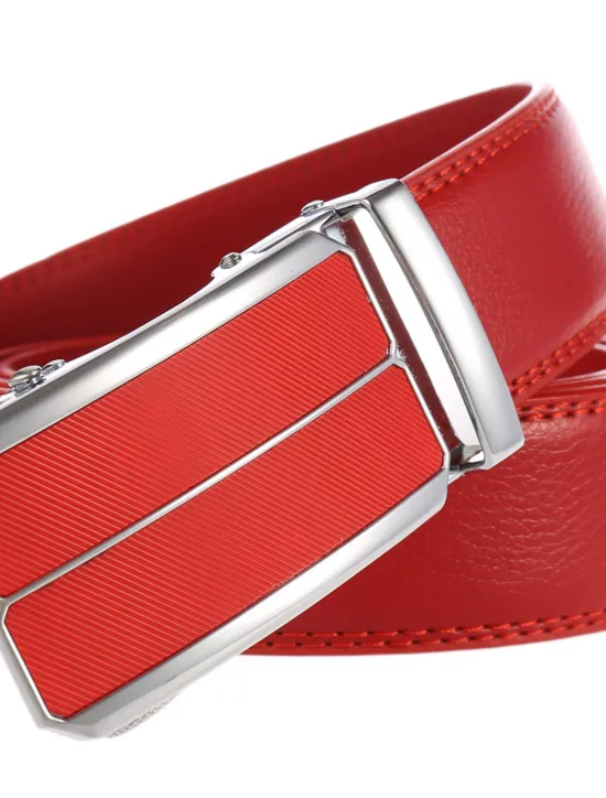 Hot OUKU Men's Belt Faux Leather Belt Dress Belt Ratchet Belt Box Buckle Black White Faux Leather Alloy Fashion BOX Buckle Pure Color Party Daily