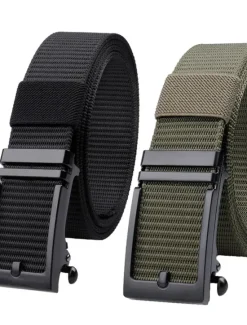 New OUKU Men's Belt Tactical Belt Black Blue Nylon Fashion Golf Web Belt for Jeans with Automatic Buckle Adjustable Tactical Athleisure Pure Color Outdoor Sports Outdoor Hiking