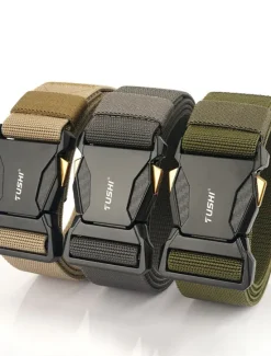Clearance OUKU Men's Belt Tactical Belt Nylon Web Work Belt Black Royal Blue Nylon Military Army Plain Daily Wear Going out Weekend