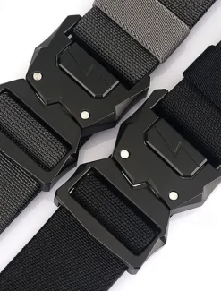 Clearance OUKU Men's Belt Tactical Belt Waist Belt Black Kakhi Polyester Alloy Durable Adjustable Plain Outdoor Daily
