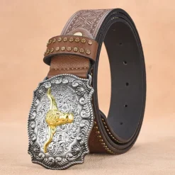 Clearance OUKU Men's Belt Waist Belt Black Brown Alloy Antique Durable Adjustable Plain Outdoor Daily