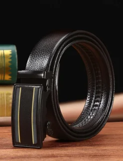 Online OUKU Men's Belt Waist Belt Black 1# Black 2# PU Alloy Durable Adjustable Plain Outdoor Daily