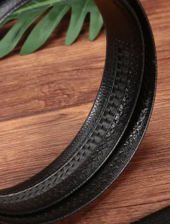 Online OUKU Men's Belt Waist Belt Black 1# Black 2# PU Alloy Durable Adjustable Plain Outdoor Daily