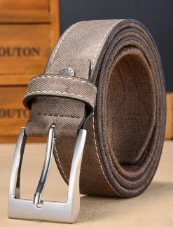 Online OUKU Men's Belt Waist Belt Blue Brown Canvas Alloy Vintage Durable Adjustable Plain Outdoor Daily