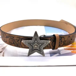 Best OUKU Men's Belt Waist Belt Alloy Durable Adjustable Florals Outdoor Daily Brown