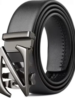 Outlet OUKU Men's Belt Waist Belt Silver Black PU Alloy Durable Adjustable Plain Outdoor Daily
