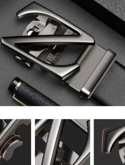 Outlet OUKU Men's Belt Waist Belt Silver Black PU Alloy Durable Adjustable Plain Outdoor Daily