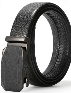 Outlet OUKU Men's Belt Waist Belt Silver Black Alloy Durable Adjustable Plain Outdoor Daily