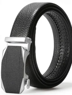 Outlet OUKU Men's Belt Waist Belt Silver Black Alloy Durable Adjustable Plain Outdoor Daily
