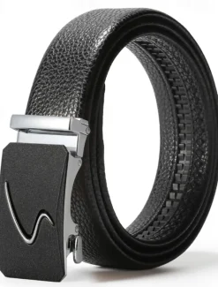 Hot OUKU Men's Belt Waist Belt Silver Black Alloy Durable Adjustable Plain Outdoor Daily
