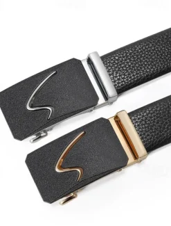 Hot OUKU Men's Belt Waist Belt Silver Black Alloy Durable Adjustable Plain Outdoor Daily