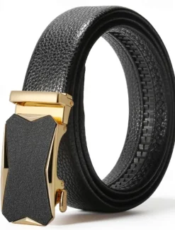 New OUKU Men's Belt Waist Belt Silver Black Alloy Durable Adjustable Plain Outdoor Daily
