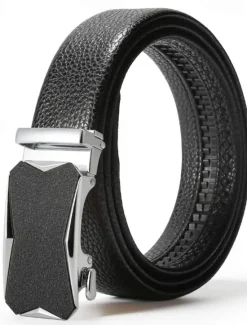 New OUKU Men's Belt Waist Belt Silver Black Alloy Durable Adjustable Plain Outdoor Daily