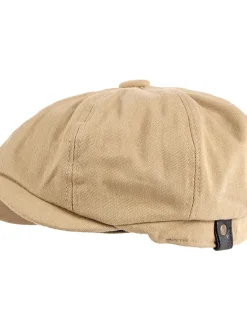 Sale OUKU Men's Beret Hat Newsboy Cap Black Brown Cotton Adjustable Buckle Simple 1920s Fashion Holiday Street Dailywear Weekend Pure Color Portable Comfort Fashion