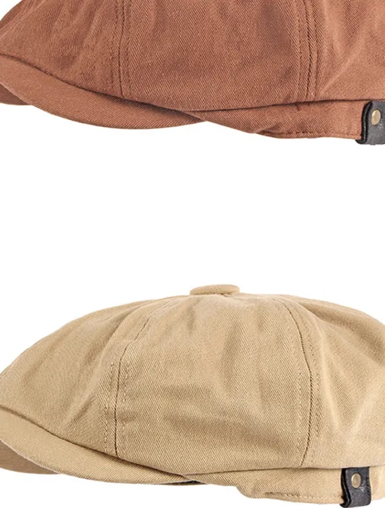 Sale OUKU Men's Beret Hat Newsboy Cap Black Brown Cotton Adjustable Buckle Simple 1920s Fashion Holiday Street Dailywear Weekend Pure Color Portable Comfort Fashion