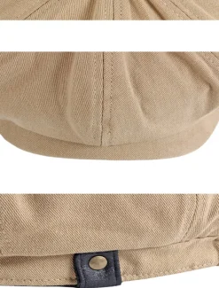 Sale OUKU Men's Beret Hat Newsboy Cap Black Brown Cotton Adjustable Buckle Simple 1920s Fashion Holiday Street Dailywear Weekend Pure Color Portable Comfort Fashion