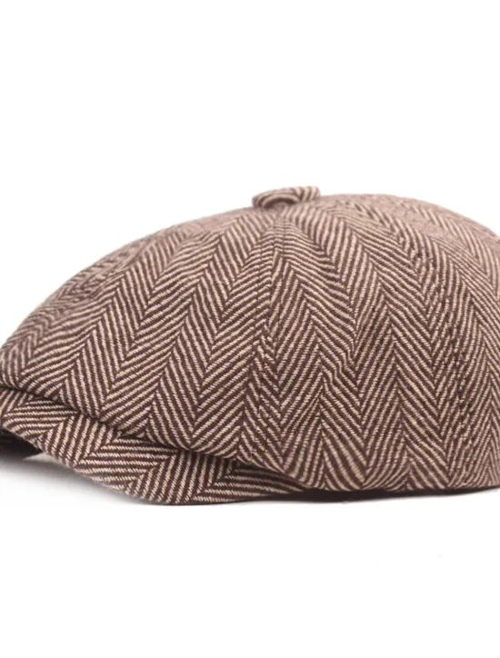Online OUKU Men's Beret Hat Newsboy Hat Tweed Cap khaki Light Grey Cotton Streetwear Stylish 1920s Fashion Outdoor Daily Going out Graphic Prints Warm