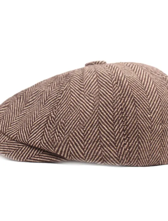 Online OUKU Men's Beret Hat Newsboy Hat Tweed Cap khaki Light Grey Cotton Streetwear Stylish 1920s Fashion Outdoor Daily Going out Graphic Prints Warm