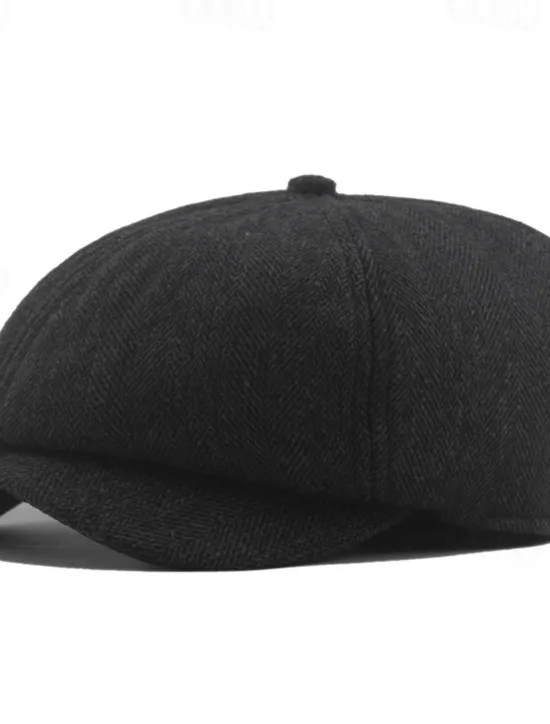Best OUKU Men's Beret Hat Newsboy Hat Black khaki Cotton Streetwear Stylish 1920s Fashion Outdoor Daily Going out Graphic Prints Warm